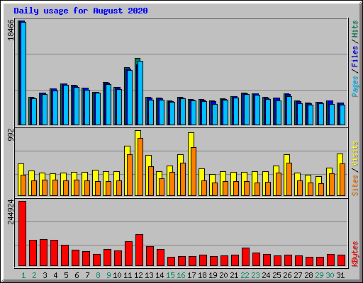 Daily usage for August 2020