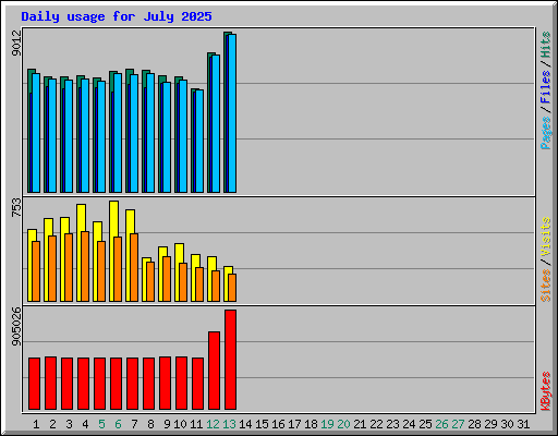Daily usage for July 2025