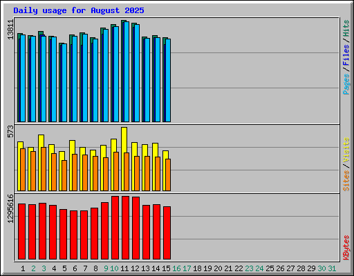 Daily usage for August 2025